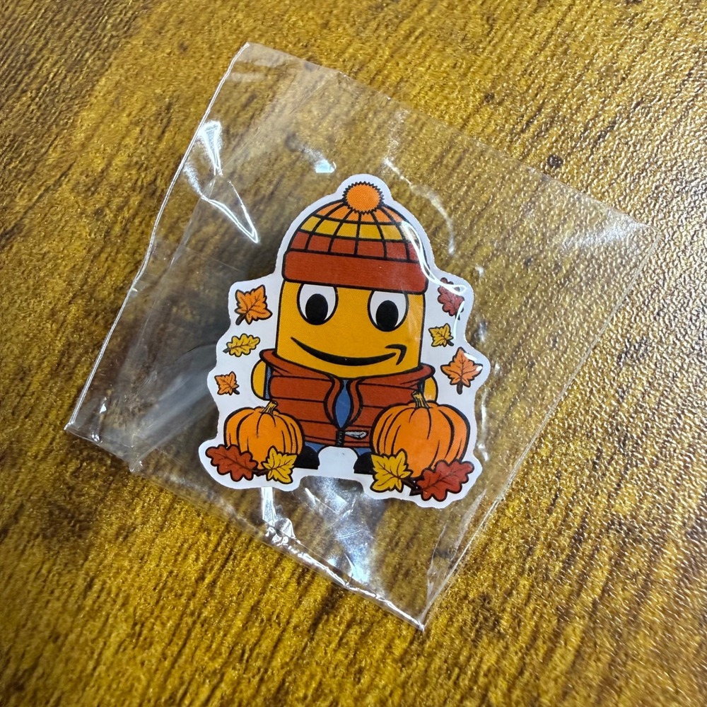 Amazon Peccy Pin Fall Autumn Pumpkin Vest Beanie Hat Employee Collectible